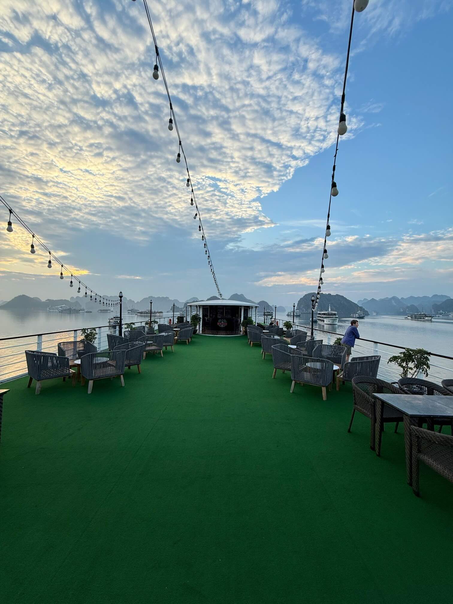 Top deck of the boat in Ha Long Bay