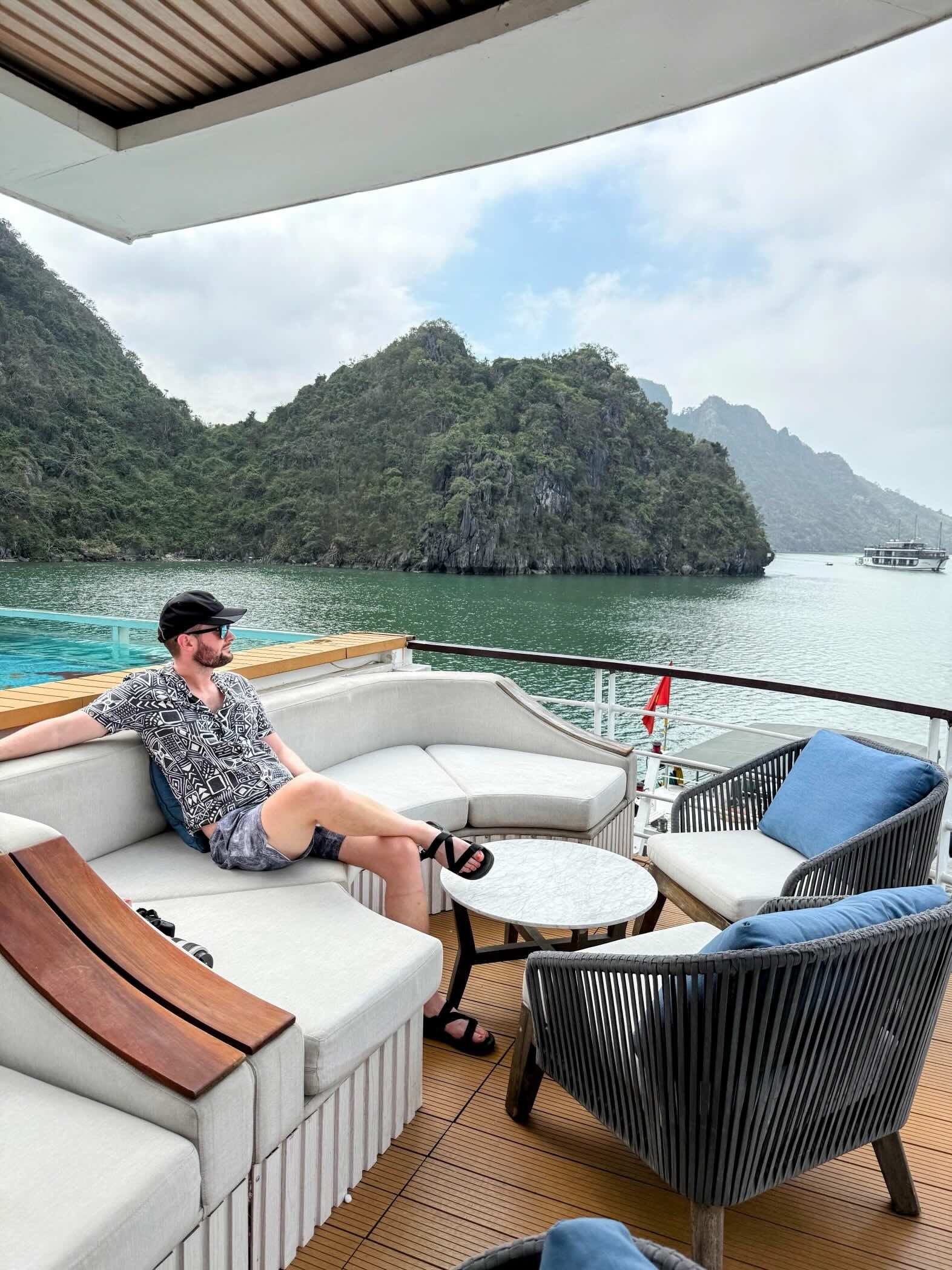 Back view of the boat in Ha Long Bay