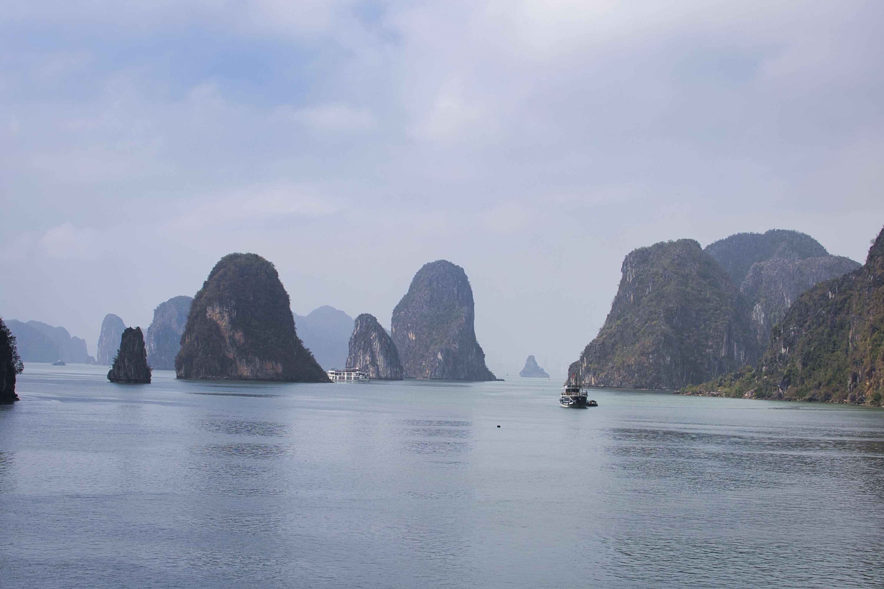 Limestone cliffs in Ha Long Bay