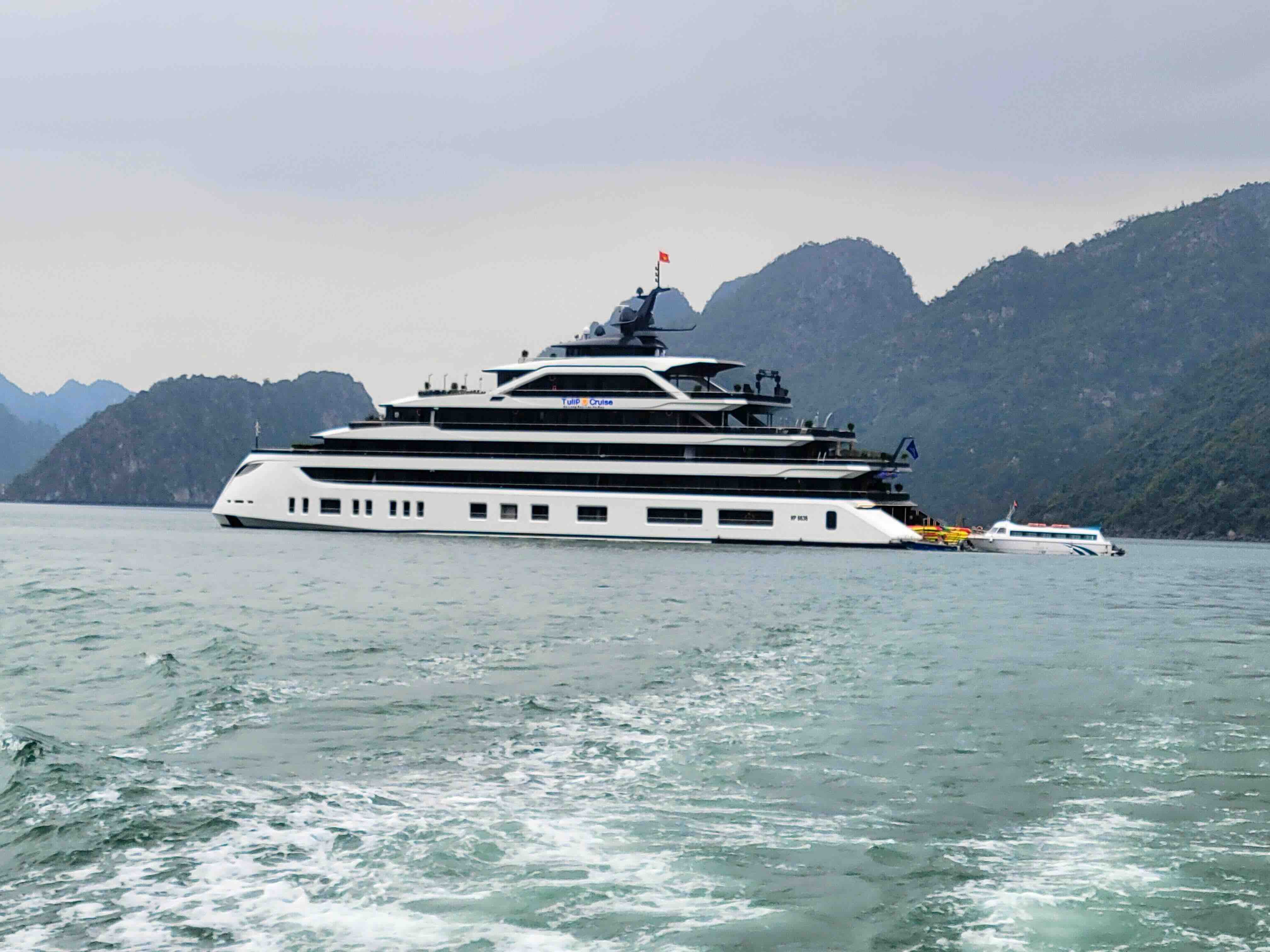 Tulip boat from the outside in Ha Long Bay