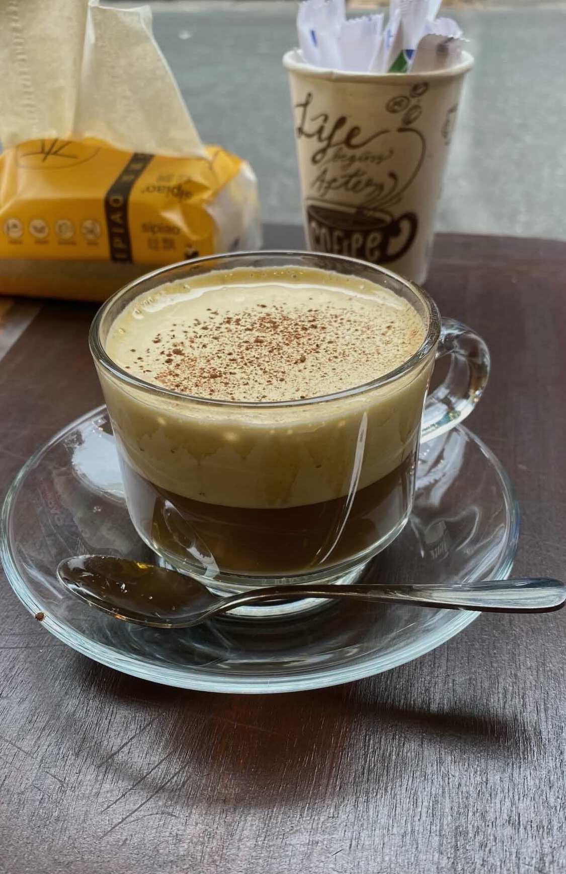 A frothy cup of hot Vietnamese egg coffee