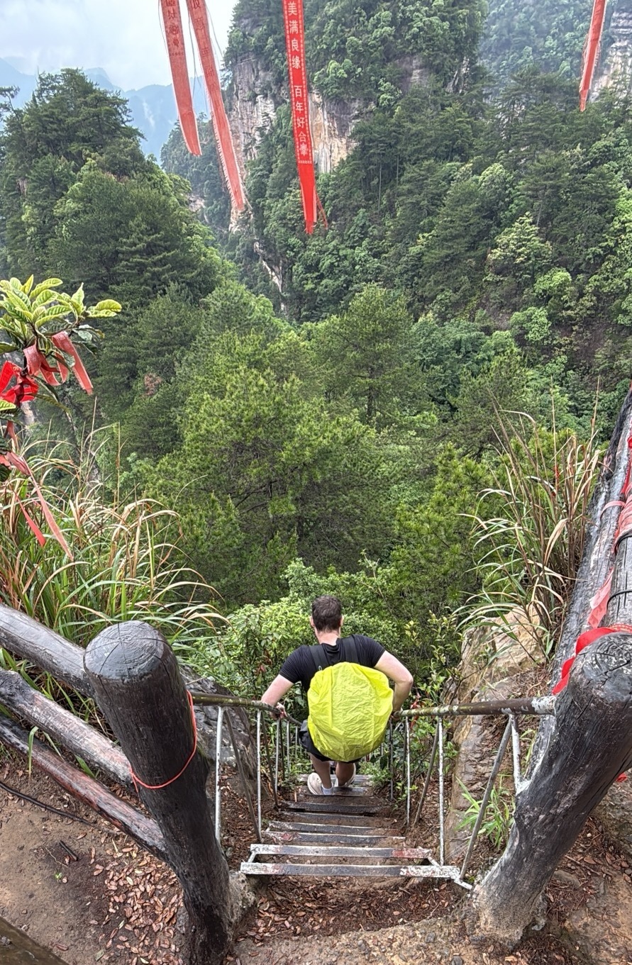 Steep ladder descending